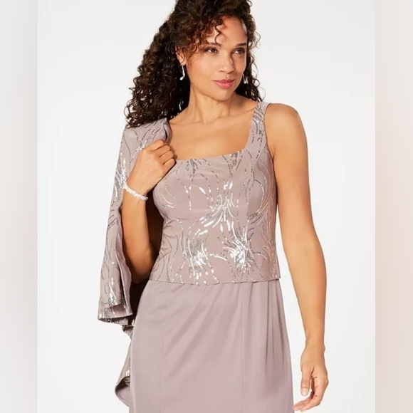 Alex Evenings sz 6/8 stone gray Mother of the Bride formal dress new - Picture 2 of 9